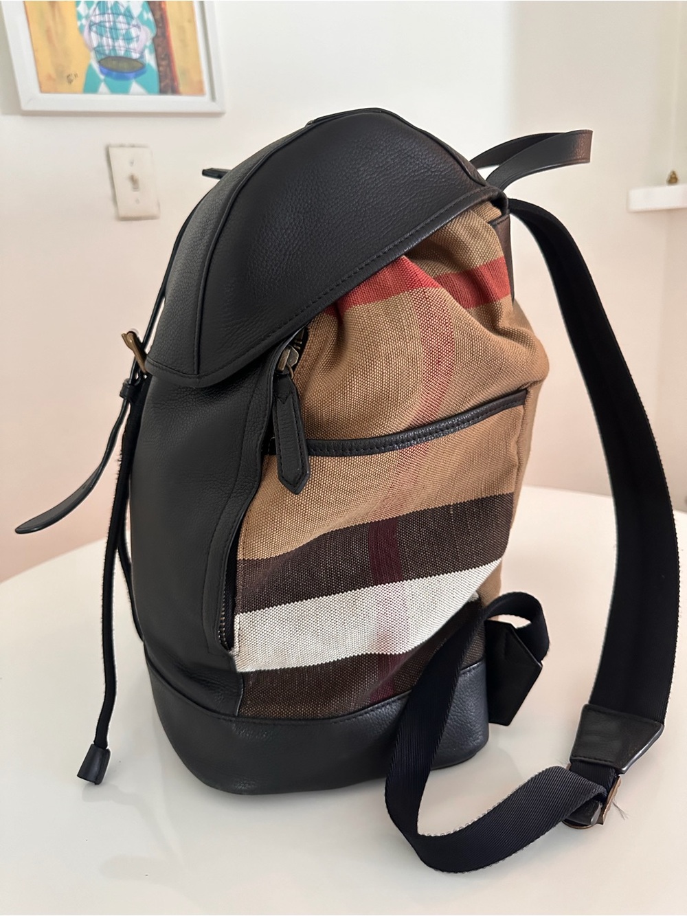 Burberry Men's Black Leather Backpack - Picture 2 of 8